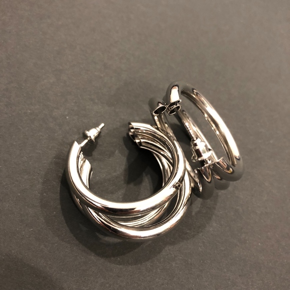 Sliver Multi Hoop Earrings - Picture 4 of 4